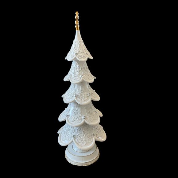 18in Snowy Gingerbread Lace Tree White Christmas Decor by Cupcakes & Cashmere - Picture 4 of 16
